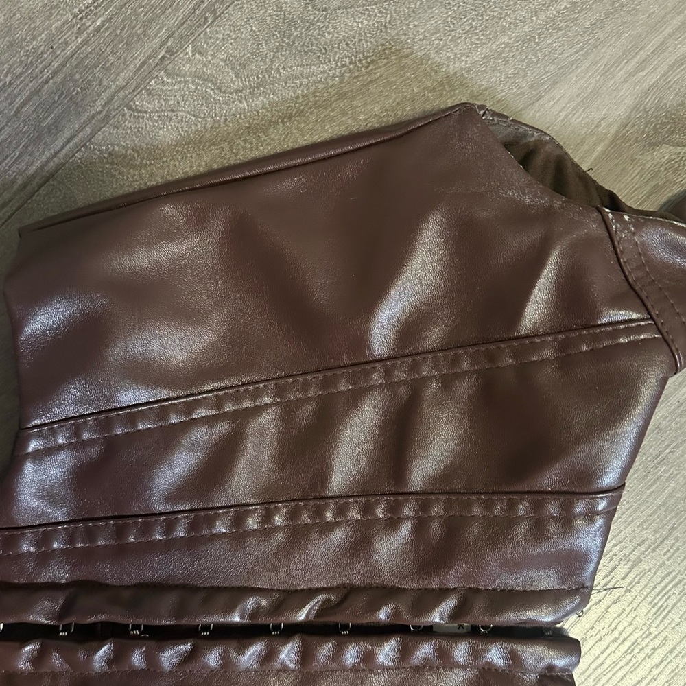 Princess Polly brown faux leather corset top Size 2